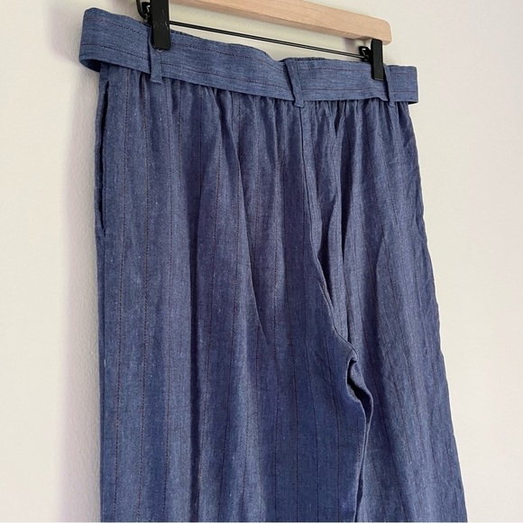 J. Jill Linen Women’s Jenna Stretch Belted Wide Leg Crop Pants Blue Size Small - Picture 6 of 10